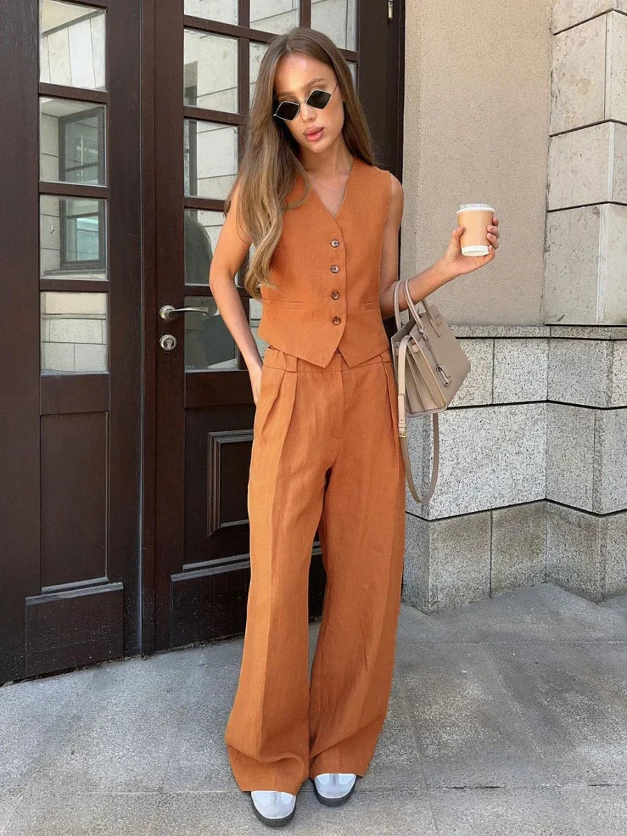 Leah | Elegant Linne Set Dam För Stiliga Tillfällen 4