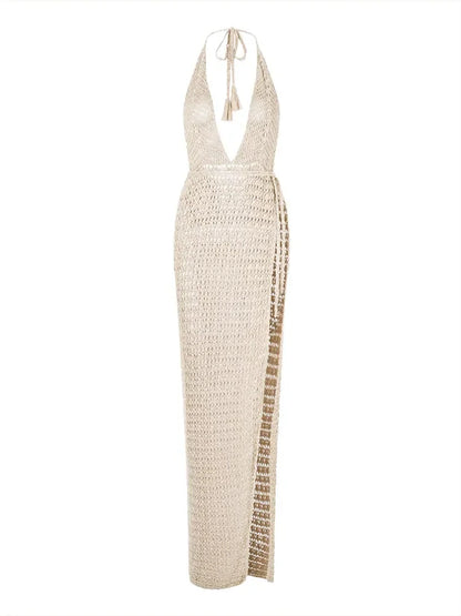 Unica | Elegant Rygglös Klänning – Virkningsdetaljer För Boho-Chic Stil 8