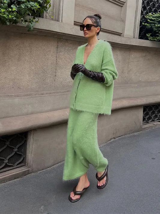 Kelsey | Lyxigt V-Ringad Cardigan Set – Mohair Cashmere För Eleganta Och Bekväma Outfitar 1