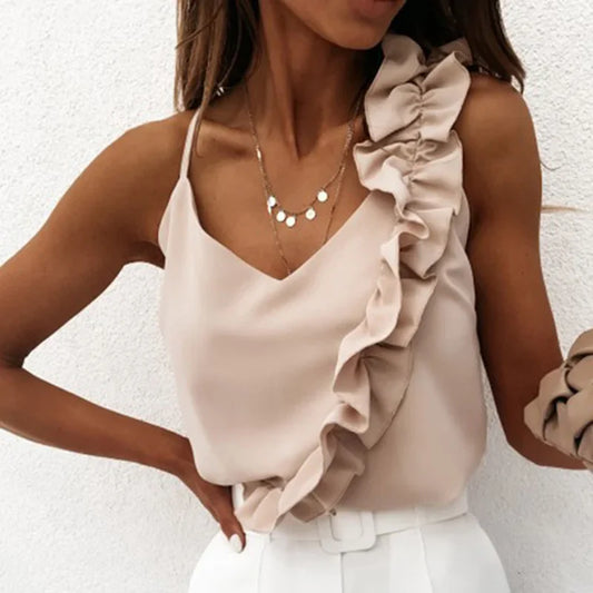 Wilma | Elegant En-Axel Top – Ruffle-Detaljer För Stiliga Tillfällen 1