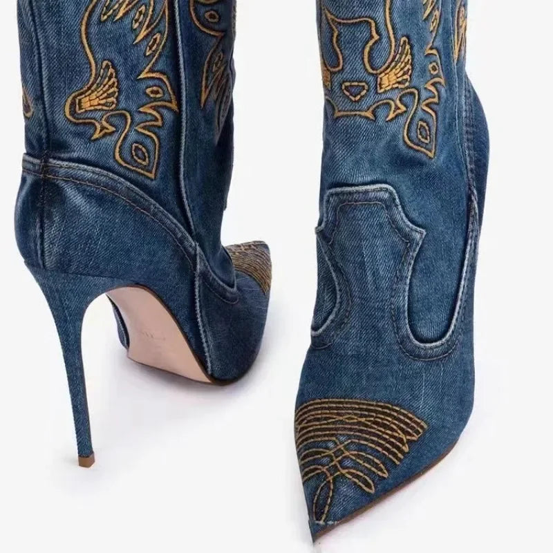 Mireillea | Eleganta Cowboy Stövlar Dam – Spetsig Tå Och Stilettklack 3