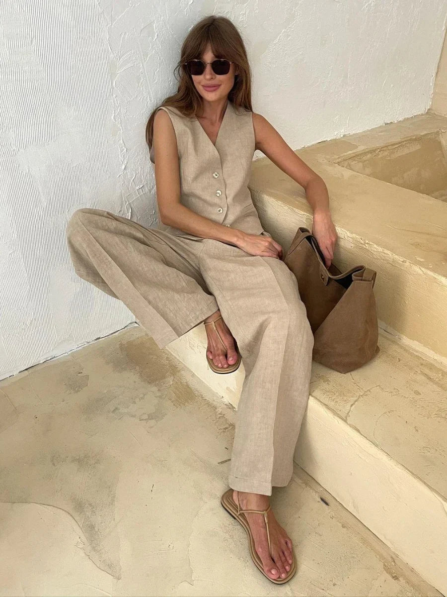 Leah | Elegant Linne Set Dam För Stiliga Tillfällen 8