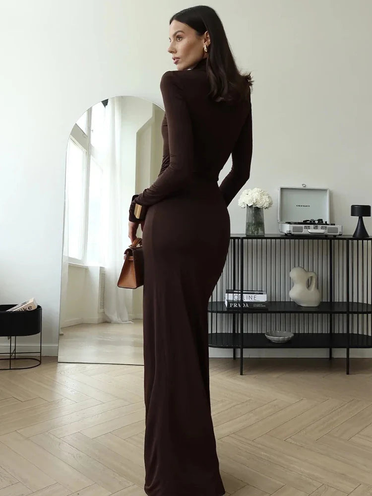 Amer | Elegant Turtleneck Klänning – Dramatisk Splittring 5