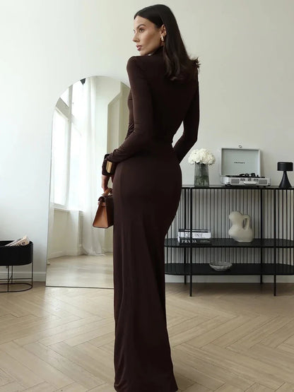 Amer | Elegant Turtleneck Klänning – Dramatisk Splittring 5