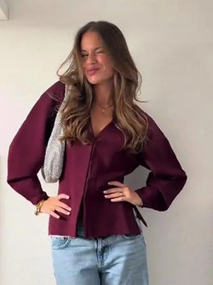 Kimberly | Elegant Stickad V-Ringning Och Kjoluppsättning – För Stil Och Komfort 3