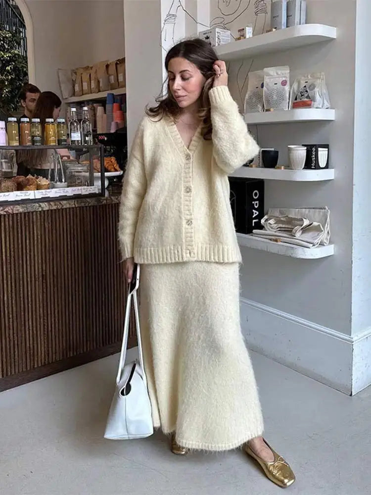 Kelsey | Lyxigt V-Ringad Cardigan Set – Mohair Cashmere För Eleganta Och Bekväma Outfitar 7
