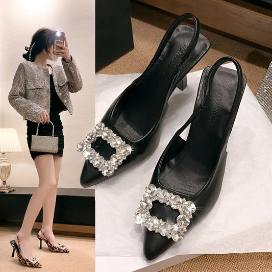 MATEA | Leopard Crystal Högklackad Sandal – Eleganta Detaljer 1