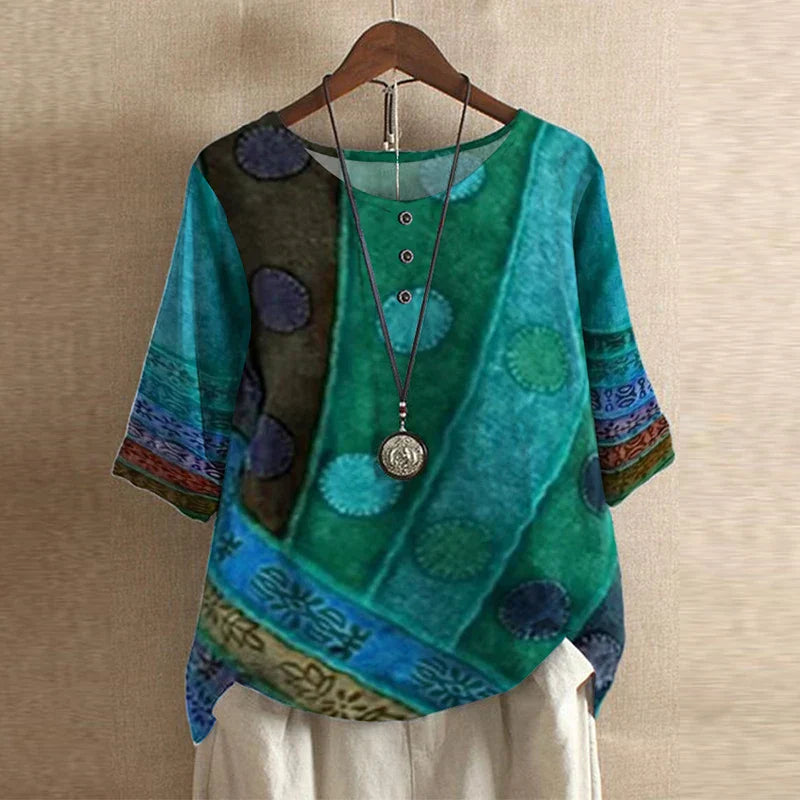 Women's Blouse Floral Print Size M Cotton Blend-3