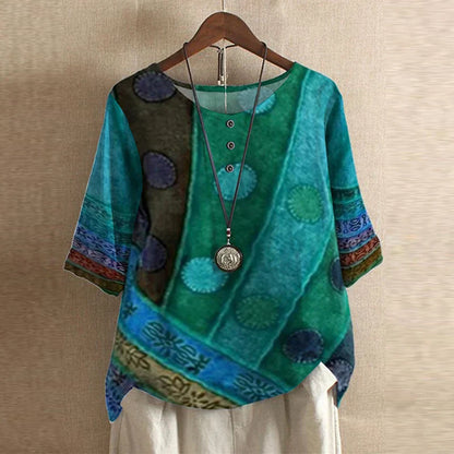 Women's Blouse Floral Print Size M Cotton Blend-3