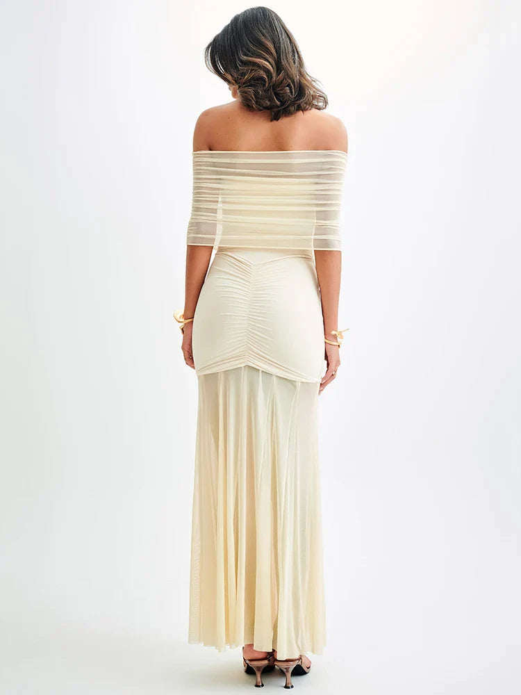 Mozision | Elegant Off-Shoulder Rygglös Klänning – Perfekt För Bröllop Och Fest 4
