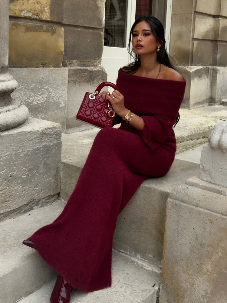 Nadège | Elegant Off-Shoulder Klänning Dam – För Stil och Komfort 6