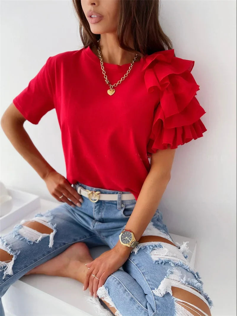 Variant image for Women's Going Out Top Black Size M Soft Fabric Ruffle Blouse-3