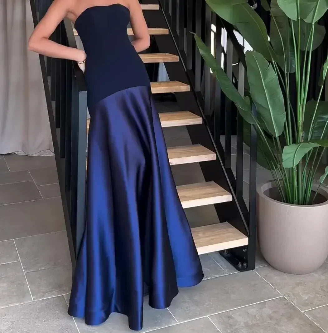 Nadine | Chic Stropplös Maxiklänning Dam – Lapptäckdesign För Eleganta Tillfällen 6