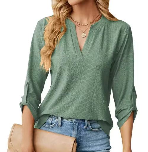Women's Blouse Green Size M Soft Lightweight-5