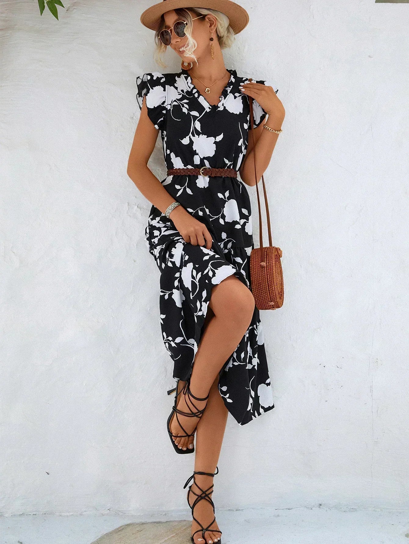 Eliza | Elegant Svart Midiklänning Dam – Lätt Chiffong för Tidlös Stil 5