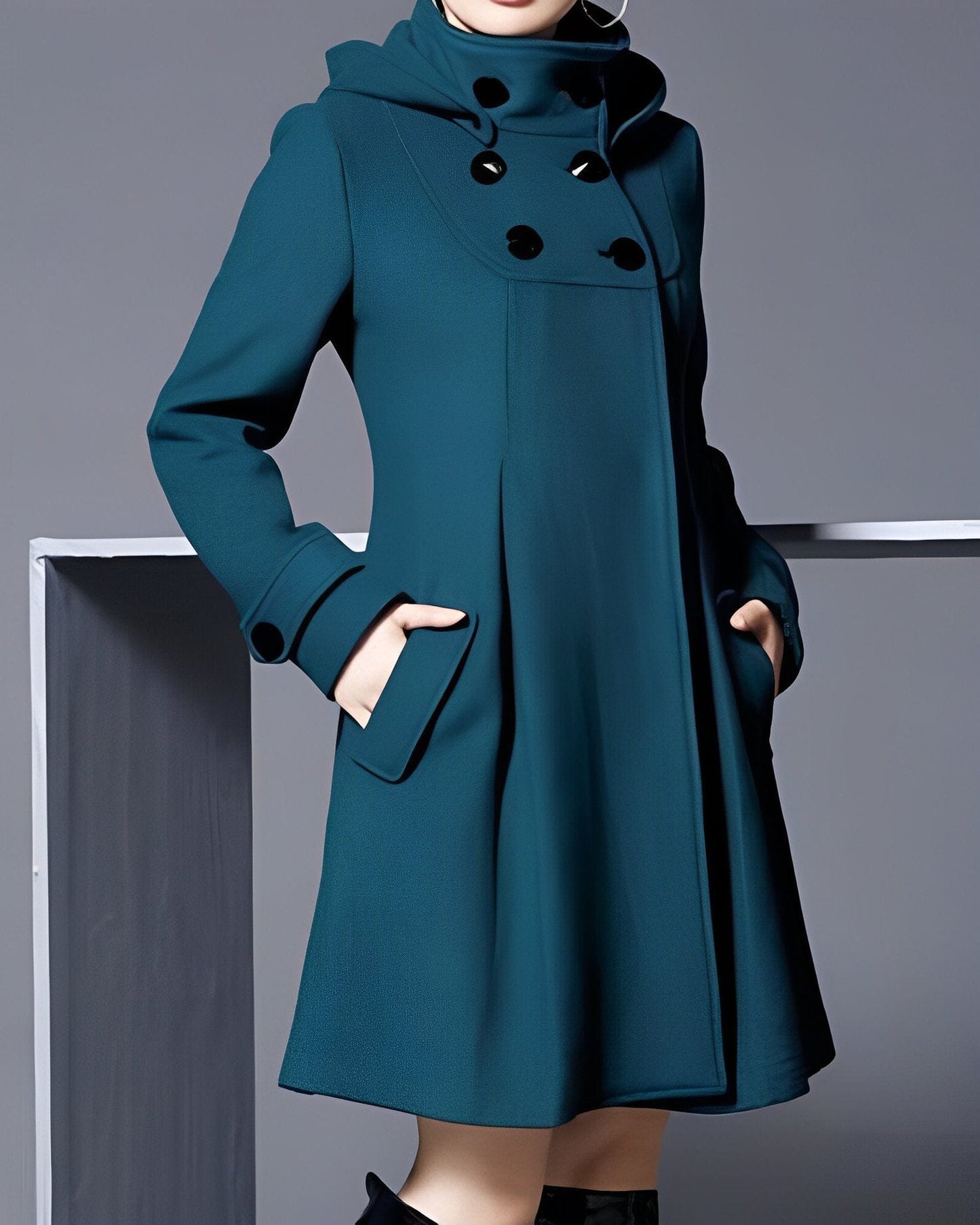 Variant image for Damjacka Grå Storlek M Polyester med Sidfickor för Hösten-5