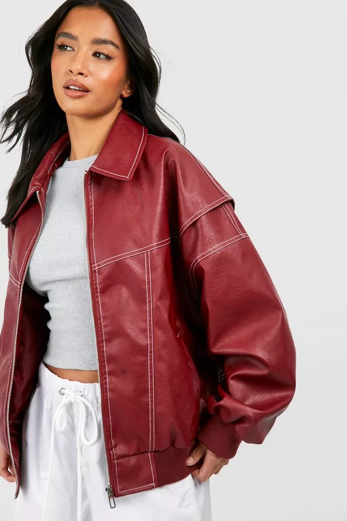 Faye | Trendig Oversized Skinnjacka Dam – Svart För Alla Tillfällen 3