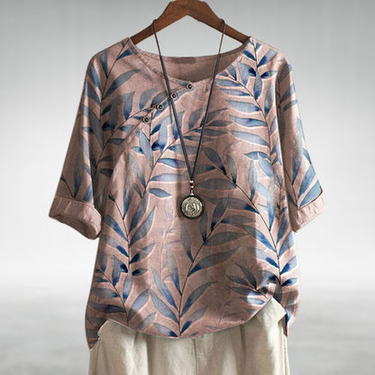 Variant image for Women's Blouse Blue Size M Cotton Blend, Airy Summer Top with Asymmetrical Button Closure-20