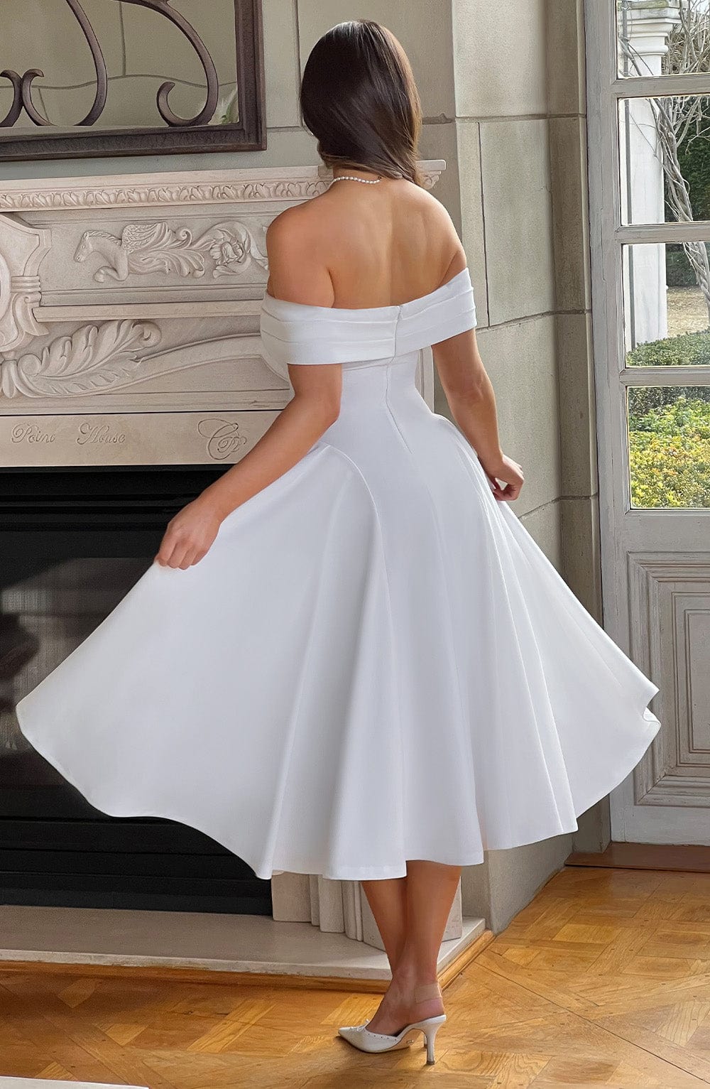 Olivia | Elegant Off-Shoulder Veckad Midiklänning Dam – För Nyårsfirande 3