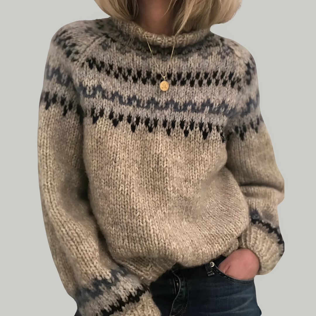 Franci | Elegant Stickad Tröja Dam med Mysig Hög Hals och Smickrande Silhuett-3