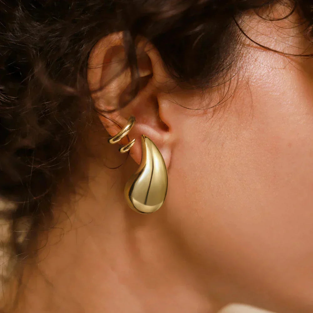Gold Teardrop Earrings - Timeless Elegance & Durable Comfort for Women-3