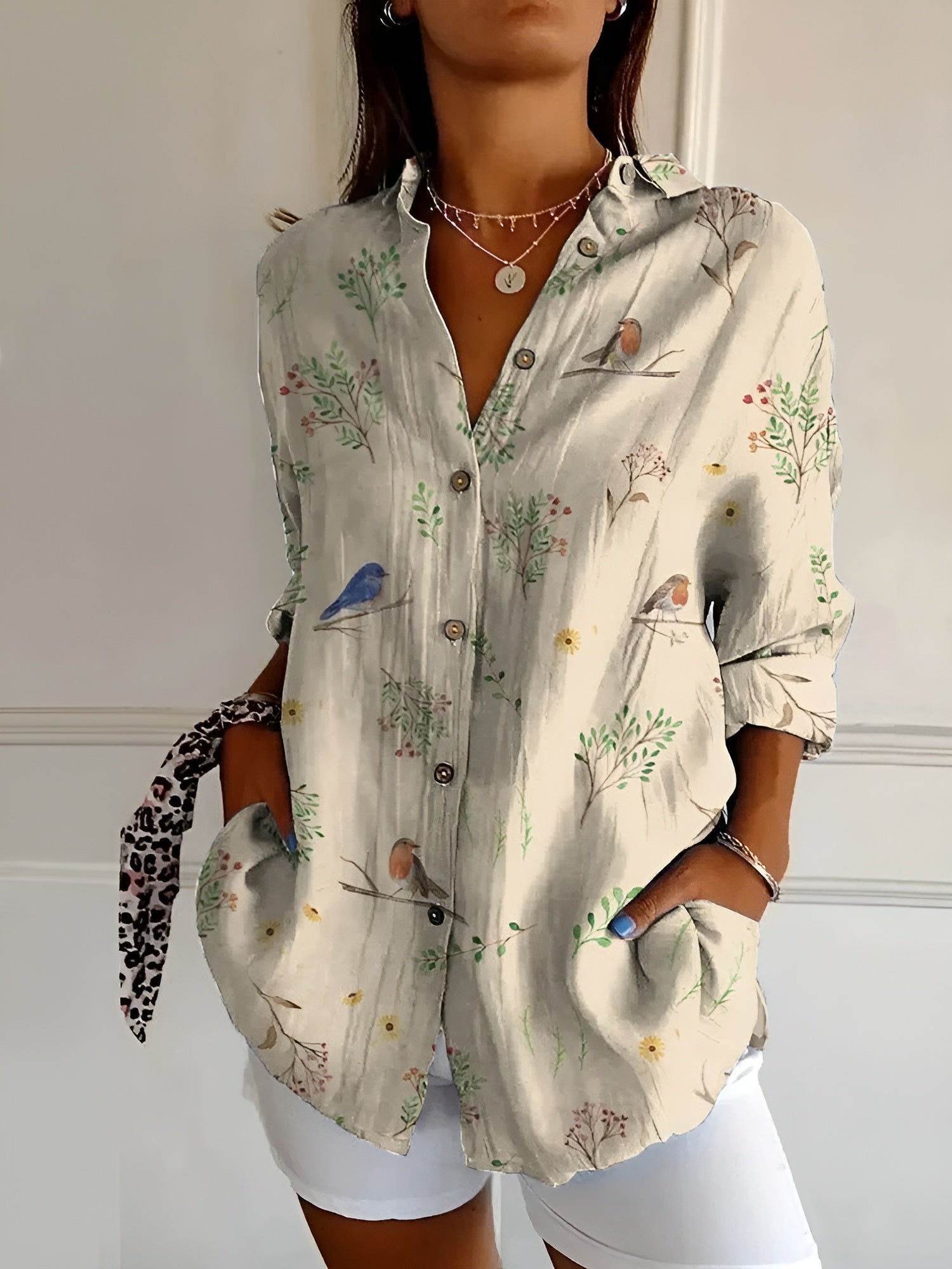 Women's Blouse Green Size S-5XL Cotton Plus Size Summer Tops-5
